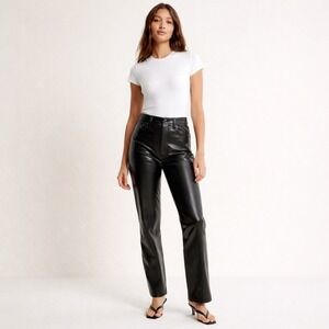 Abercrombie 90s Straight Ultra High Rise Faux Black Leather Pants  Size 27 4